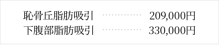 恥骨丘（どて）脂肪吸引の料金